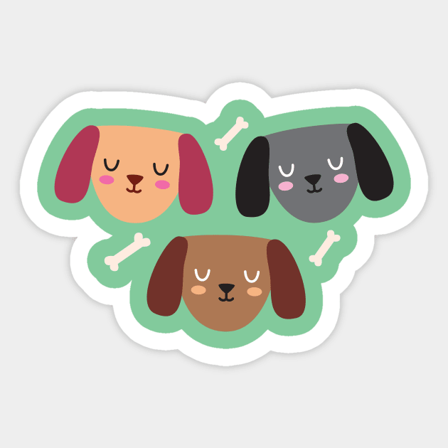 Dog Loves Bone Sticker by littleoddforest